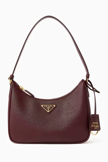 Mini Re-Edition Hobo Bag in Saffiano Leather
