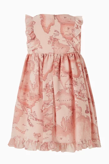 Map-print Ruffled Dress