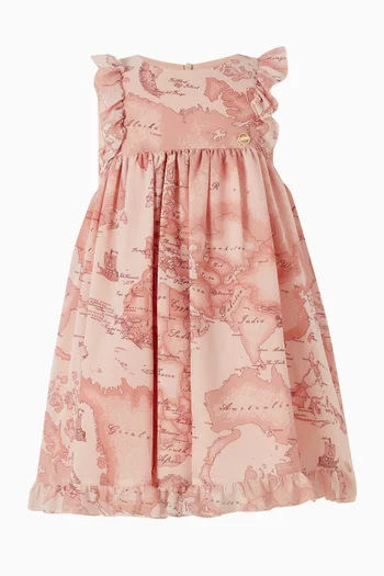 Map-print Ruffled Dress