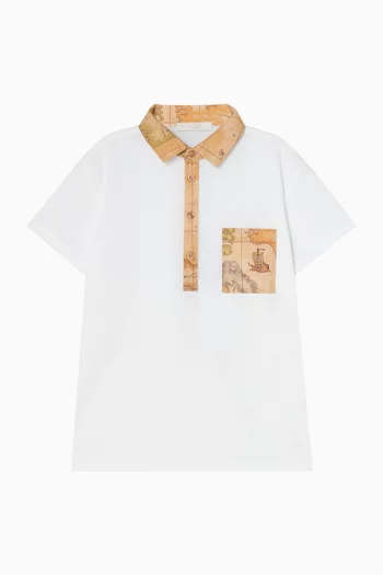 Map-print Polo T-shirt