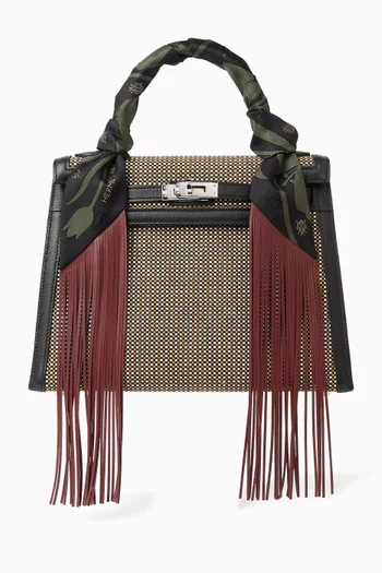 Unused Bouquet Final Leather Fringed Twill Scarf