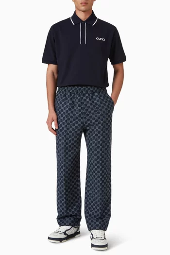 Logo Embroidered Polo T-shirt in Cotton-piqué