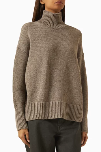 سترة نسيج صوف بياقة عالية