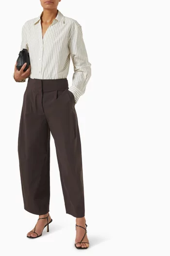 بنطال قطن بقصة ساق قصيرة وأسطوانية