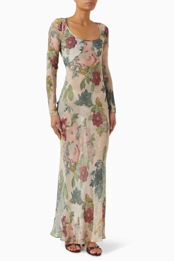 فستان انكا بتصميم شبه شفاف مزين بنقشة