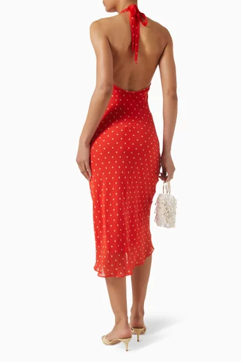 فستان سادي بحمالة حول الرقبة حرير جورجيت