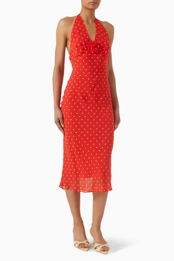 فستان سادي بحمالة حول الرقبة حرير جورجيت