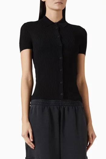 Polo Shirt in Rib-knit