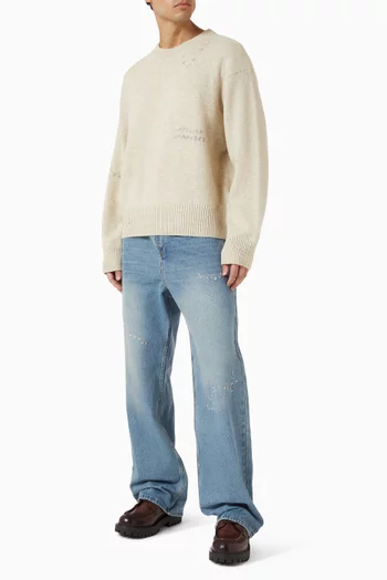 بنطال جينز جيرك بقصة واسعة من الأسفل دينم