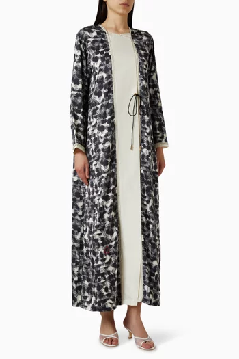 Printed Tie Abaya in Viscose