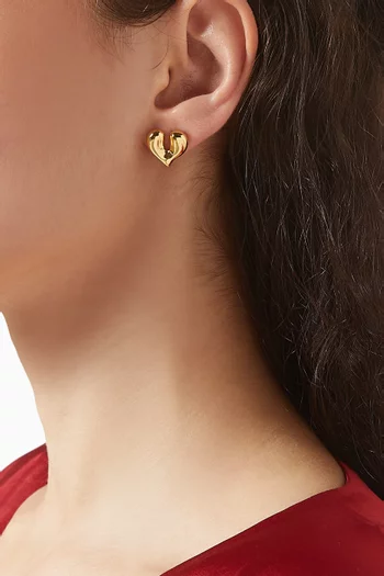 Molten Heart Stud Earrings in 18kt Gold-plated Brass