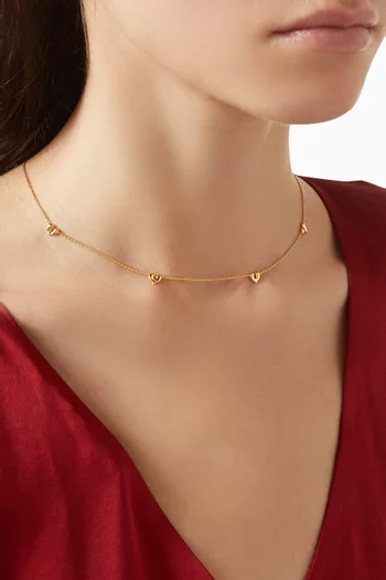 قلادة رقبة مولتن ميني بحلي على شكل قلب فضة إسترلينية مطلية ذهب عيار 18