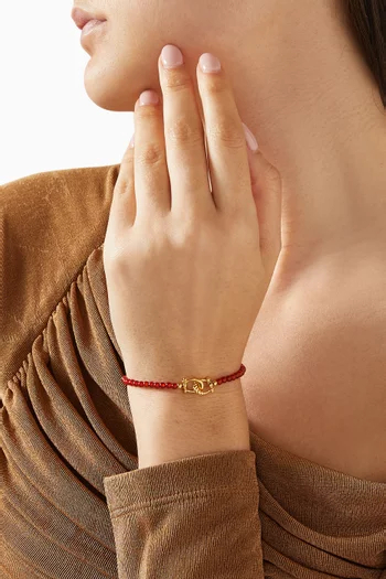 سوار مزين بالخرز من مجموعة رأس السنة الصينية فضة إسترلينية مطلية ذهب عيار 18