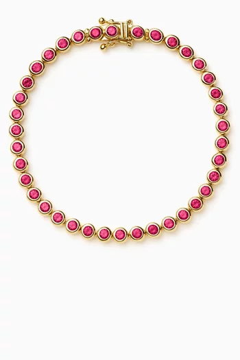 سوار تنس مرصع بكريستالات مستديرة فضة إسترلينية مطلية ذهب عيار 18