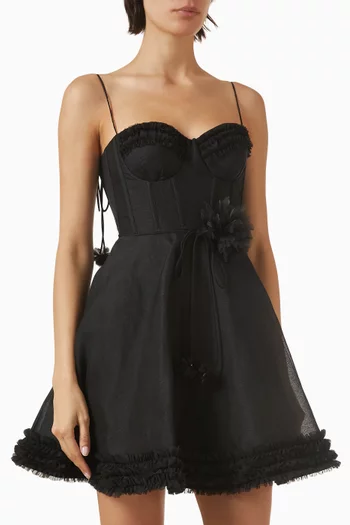 Luna Ruffle Mini Dress in Linen Blend