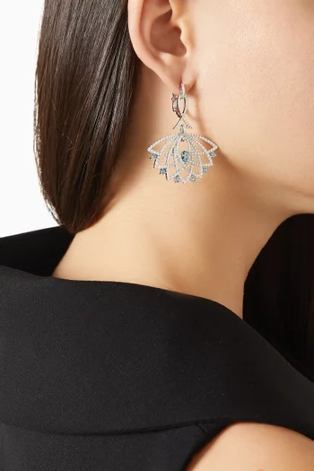 Lotus Bloom Diamond Drop Earrings in 18kt White Gold