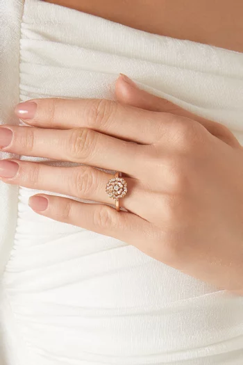 خاتم تيودور روز ميني مرصع بالماس ذهب وردي عيار 18