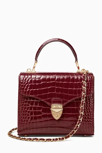 Midi Mayfair® Top-handle Bag in Croc-embossed Patent Leather