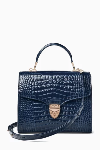 Large Mayfair® Top-handle Bag in Croc-embossed Patent Leather