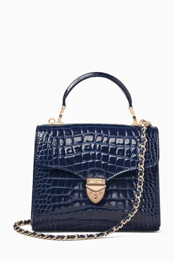 Midi Mayfair® Top-handle Bag in Croc-embossed Patent Leather