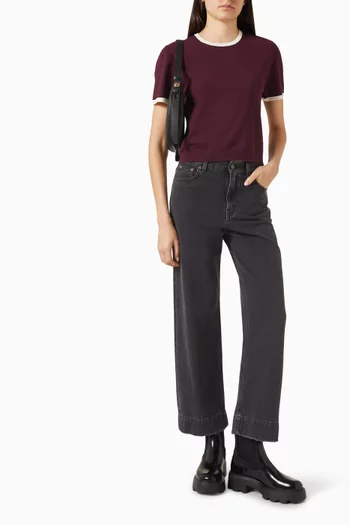 تي شيرت بحواف بلون مغاير جيرسيه وفيسكوز