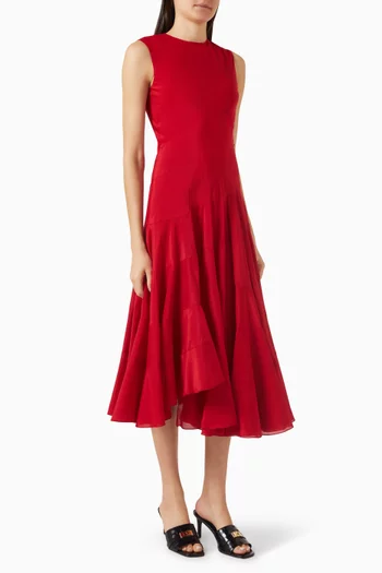 فستان بقصة واسعة قطن وحرير