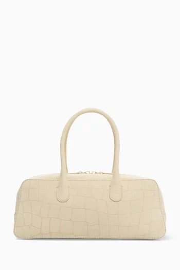 Mini Mawi Top-handle Bag in Croc-embossed Suede Leather