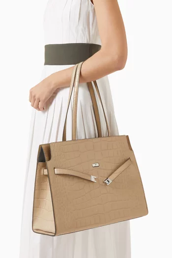 حقيبة يد لي رادزيويل شمواه وجلد بنقشة جلد التمساح