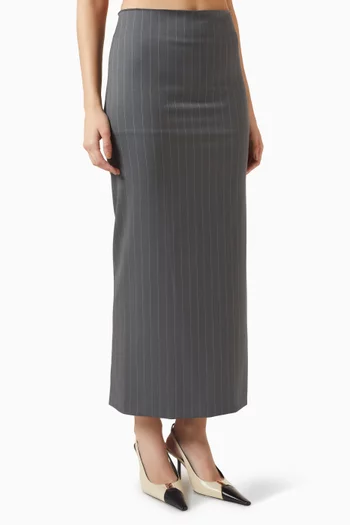 Pinstripe Tube Skirt in Virgin Wool Blend