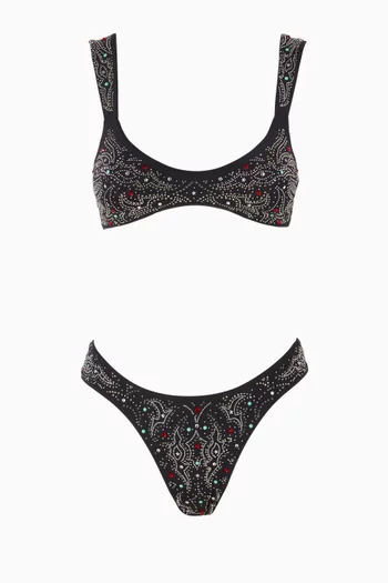 طقم بيكيني تكسانو مطرز بقصة برازيلية