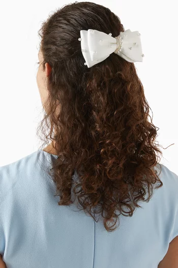 Pearl Bow Hair Clip in Satin