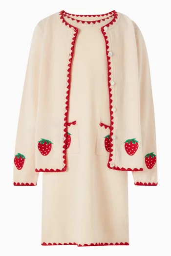 كارديغان كوليت برقع على شكل فراولة صوف