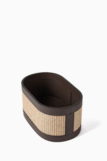 Raffia-effect Organiser Basket in Techno Cotton & Leather