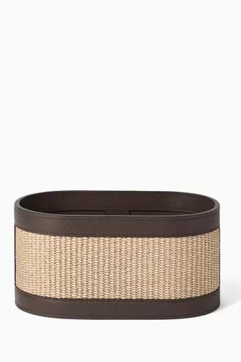 Raffia-effect Organiser Basket in Techno Cotton & Leather