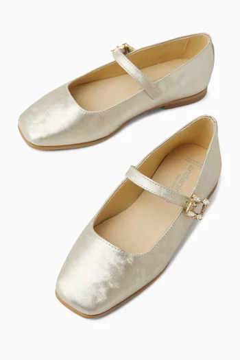 Rhinestone Ballerina Flats in Leather