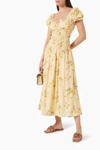 فستان ريفا متوسط الطول مزيج قطن