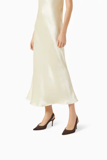 حذاء كلاسيك تريستي بسير خلفي وكعب 75 مم قماش شبكي كروشيه