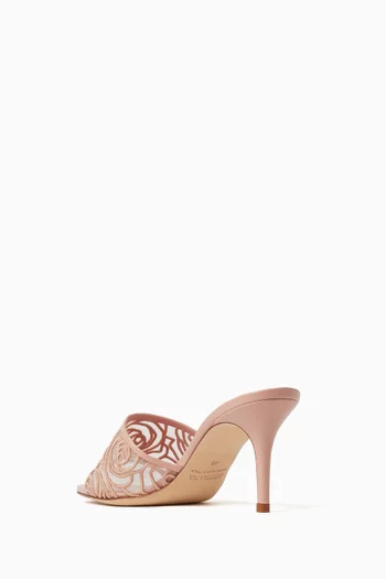 Sorrento 75 Mule Sandals in Embroidered Lace