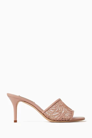 Sorrento 75 Mule Sandals in Embroidered Lace