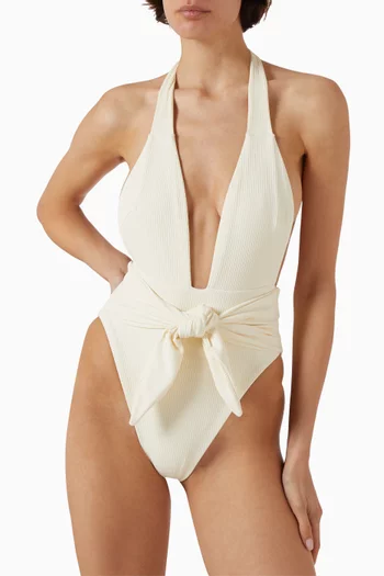 لباس سباحة تروبيز قطعة واحدة بأربطة