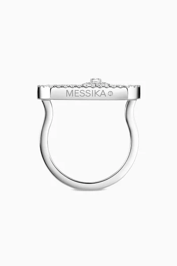 خاتم سو موف مرصع بماسات بافيه ذهب أبيض عيار 18