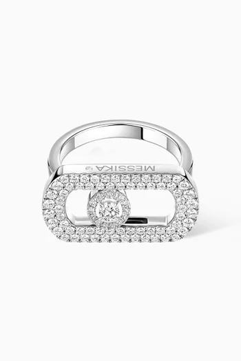 خاتم سو موف مرصع بماسات بافيه ذهب أبيض عيار 18