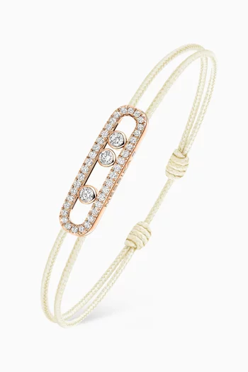 سوار بتصميم خيط مرصع بالماس ذهب وردي عيار 18 من مجموعة كيرز