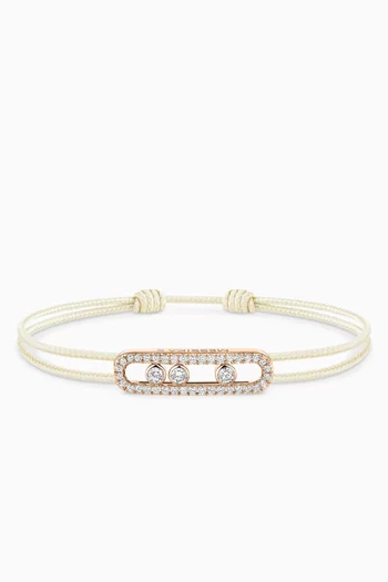 سوار بتصميم خيط مرصع بالماس ذهب وردي عيار 18 من مجموعة كيرز