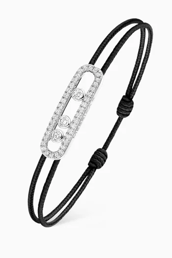 سوار بتصميم خيط مرصع بالماس ذهب أبيض عيار 18 من مجموعة كيرز