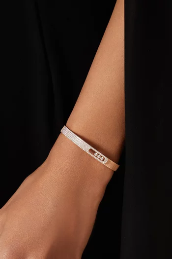 سوار موف نوا سيزيل بجزء مرصع بماس بافيه ذهب وردي عيار 18