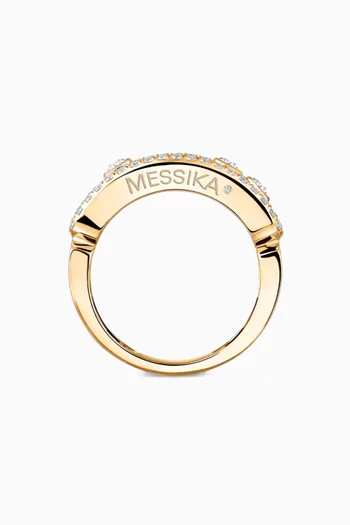 خاتم موف كلاسيك مرصع بماسات بافيه ذهب أصفر عيار 18‏