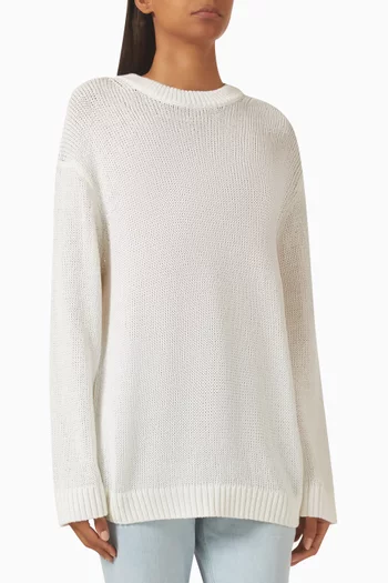 Drop-shoulder Sweater in Cotton-knit