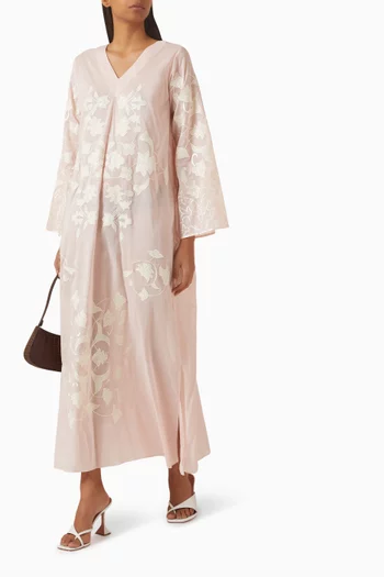 قفطان افيري بتطريزات بارزة مخمل مضلع