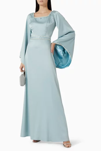 فستان بحزام مزين بخرز